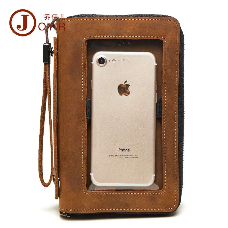 

New Style Leather Wallet Full-grain Leather MEN'S Handbag Multi-functional Casual Long Document Package Mobile Phone Bag