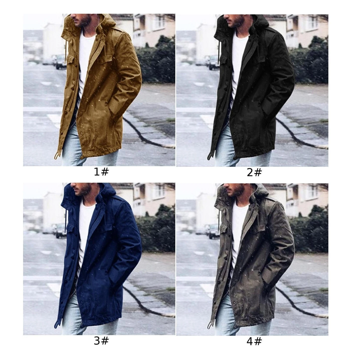 Men jackets autumn casual coat Pocket Long Sleeve Loose Coat Casual Zipper Hooded Windbreaker Jacket