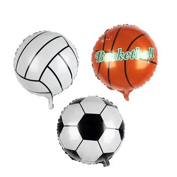 

Kuulee 10pcs/Pack 18 Inches Inflatable Round Football Volleyball Basketball Shape Foil Balloon Toy Kids Birthday Party Gifts