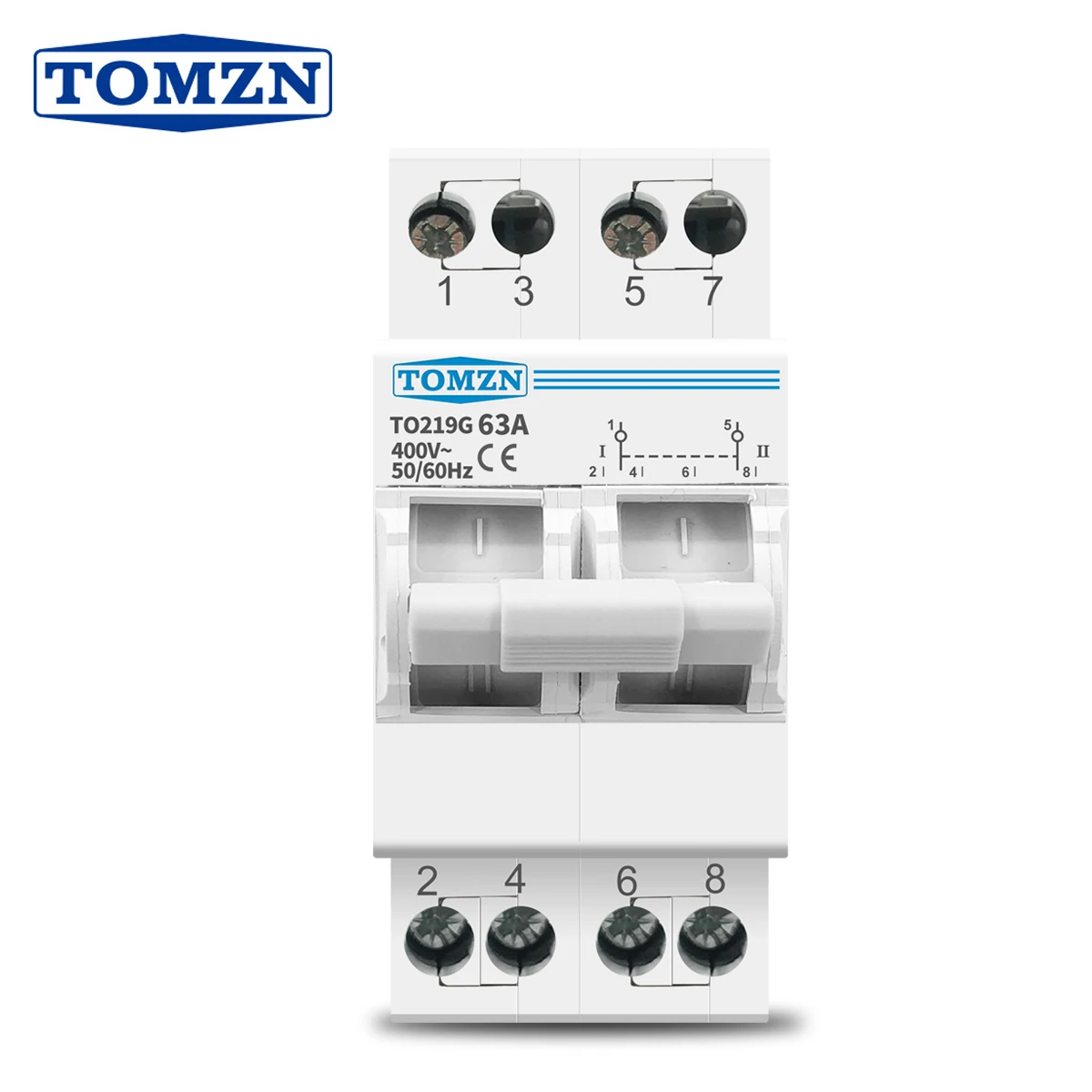 Tomzn To219g 2p 63a Mts Dupla Potência Manual de Transferência de Isolamento Interruptor Interruptor Interruptor de Bloqueio