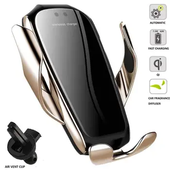 

QI Wireless Car Charger Auto-Clamping Car Fragrance Car cell phone Mount Compatible with iPhone 11/11Pro/11Pro Max/11/XS/XR/X/