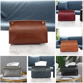 

New Tissue Napkin Holder Ins Nordic Leather Paper Box Tissue Dispenser Holder Box For Office Home Decoration ，Simple，1pcs