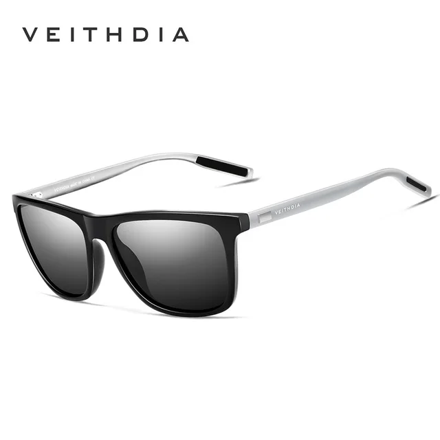 Бренд veithdia Мужские Винтажные Квадратные Солнцезащитные очки поляризованные UV400 Линзы Аксессуары Солнцезащитные очки для мужчин V6108 - Цвет линз: black silver gray