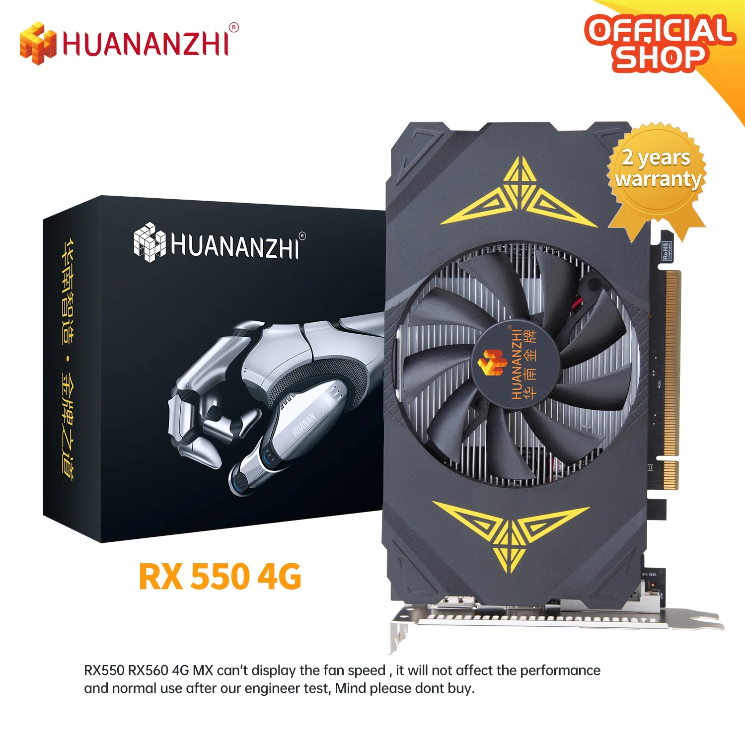 HUANANZHI AMD RX 550 560 4G Graphics Card DVI VGA HDMI-Compatibl GDDR5 RX GTX RTX Video Card RX550 RX560 4GB graphics card for desktop Graphics Cards