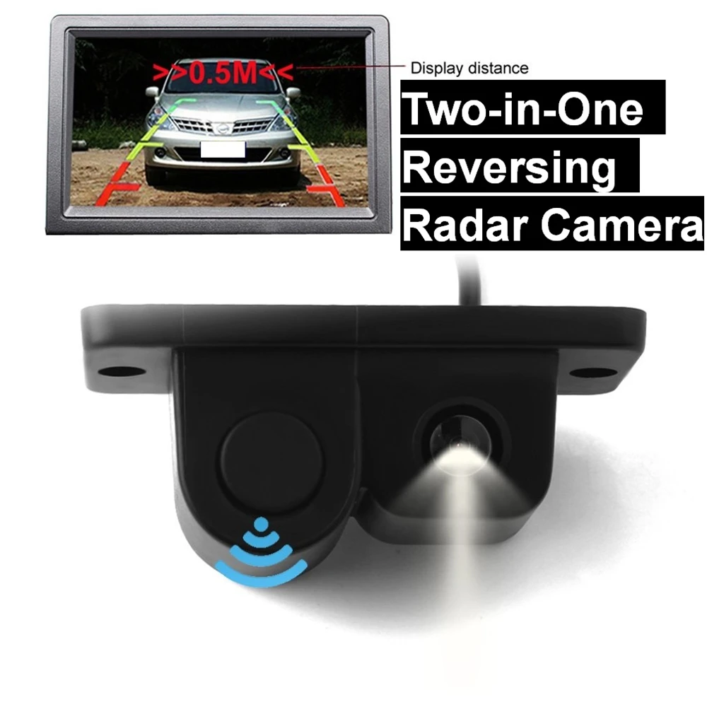 

Camara marcha atras 2 in 1 with Parking Sensor Kit Autos Reversing Rearview Backup Parking Rear View back Camera trasera coche