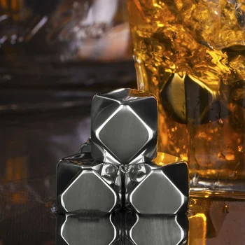 

6PCS Frozen Stone Reusable Geometry-type Stainless Steel Frozen Stone For Whisky Bar Supplies cooler