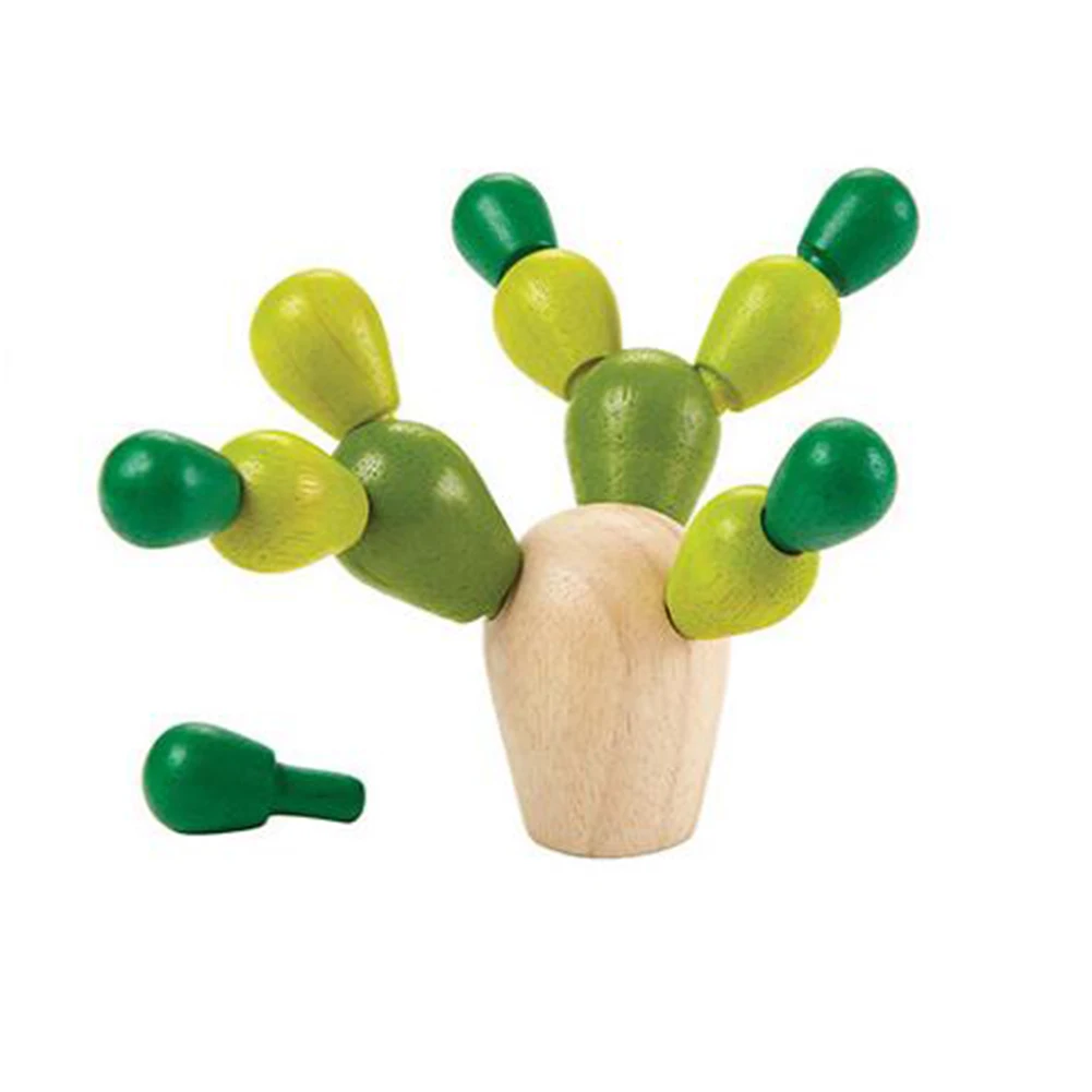 Children Kids Building Blocks Toy Prickly Cactus Wooden Blocks DIY Building Balance Game Educational Toy Funny