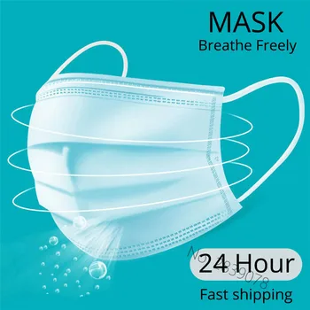 

50 PCS Face Mouth Protective Mask Disposable Protect 3 Layers Filter Dustproof Earloop Non Woven Mouth Masks fast Shipping