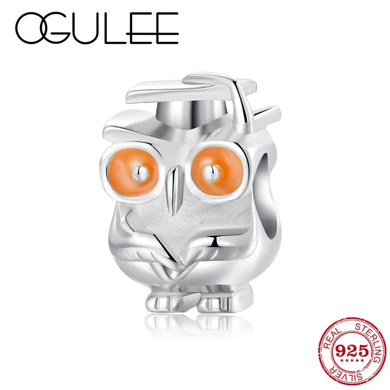 

100% 925 Sterling Silver Wise owl Doctor Charms Beads Fit Original Pandora Bracelet Bangles Fine Jewelry making Gift
