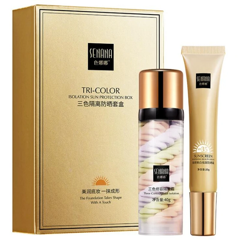 

New Brand Tri-Color Isolate Sun Protection Makeup Set,Refresh Breathable Concealer Necessary To Enjoy The Sunshine In Summer,