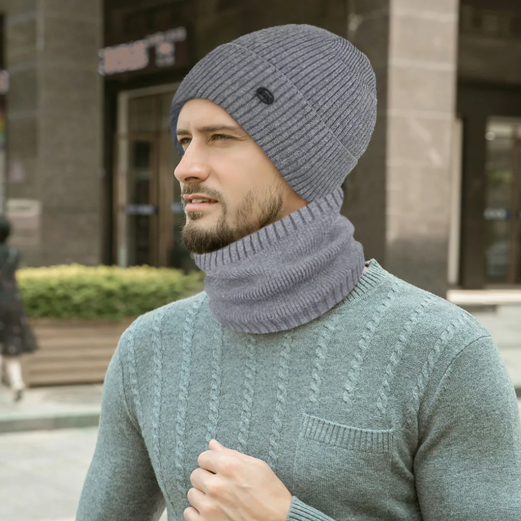 2020 Весна Зима Новая мужская зимняя шапка с воротником набор плюс бархатная