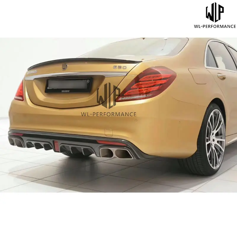 W222 S63 S65 высококачественный карбоновый Комплект кузова для автомобиля задний диффузор со светодиодным светильник для Mersedes-Benz S class W222 S63 S65 14-17