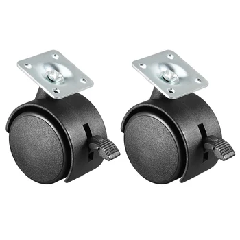 

uxcell Office Chair Casters Nylon Twin Wheel,Top Plate Mount Swivel 2inch w Brake 2pcs
