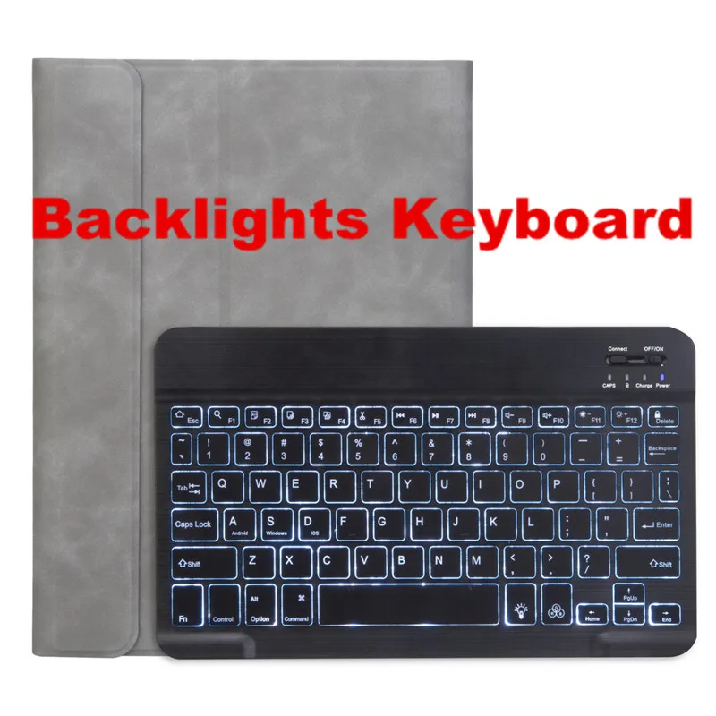 Съемная Bluetooth клавиатура для iPad 10," A2200 A2198 A2232 смарт-чехол для iPad Air 10,5" A2123 A2152 A2153 - Цвет: Backlights-GR-BGBBK