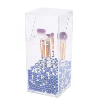 

Plastic Dust-proof Cosmetic Nail Brush Storage Box Makeup Holder Pearls with Lid Nails Tool