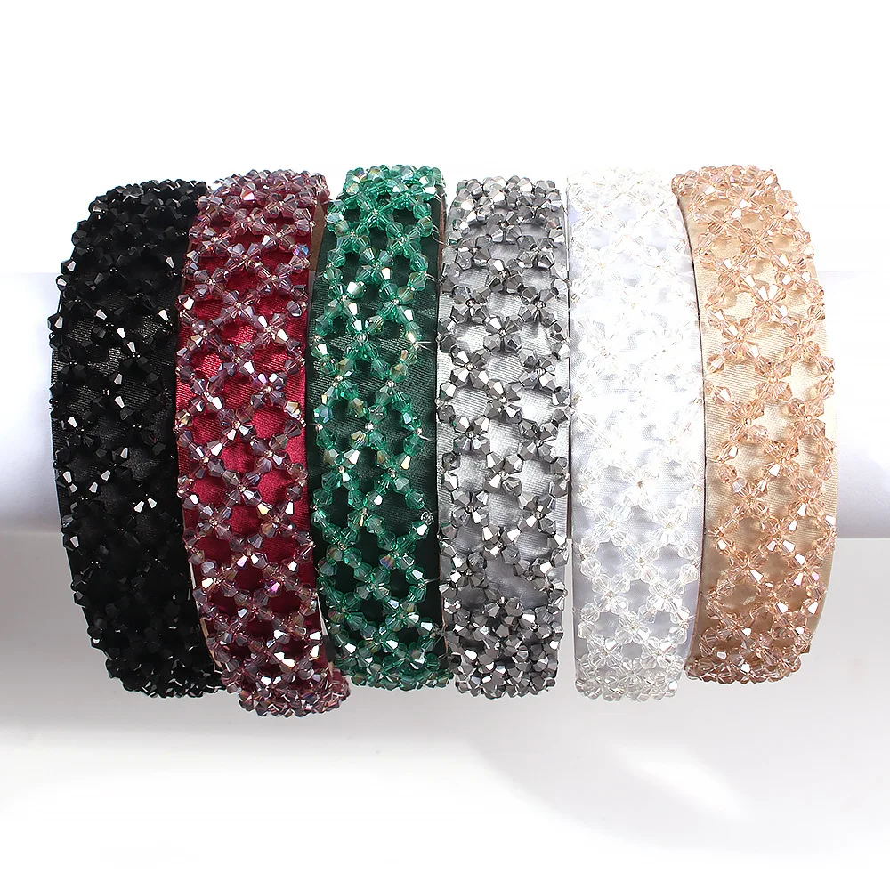 Winter New Za Headband Handmade Crystal Beads Women Head Hoops Women Headwear Accessories Free Dropshipping
