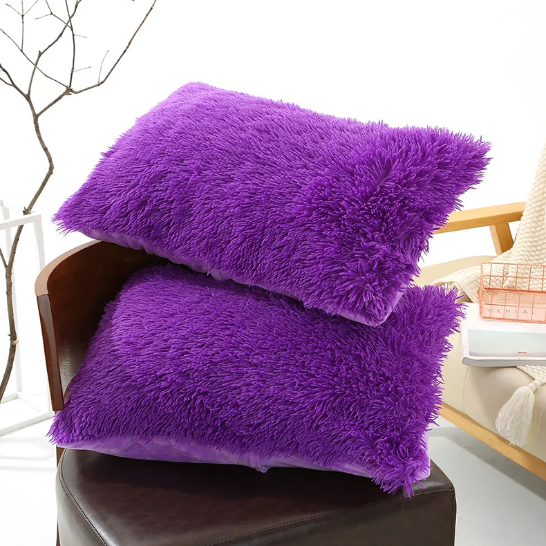 Colorful Fluffy Pillowcases Pair