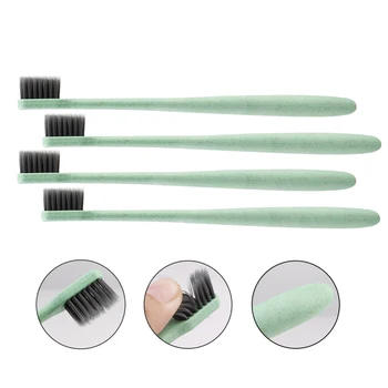 

10pcs Wheat Straw Toothbrush Soft Bristle Oral Care Antibacterial Toothbrush Safety Oral Care Adults Toothbrush
