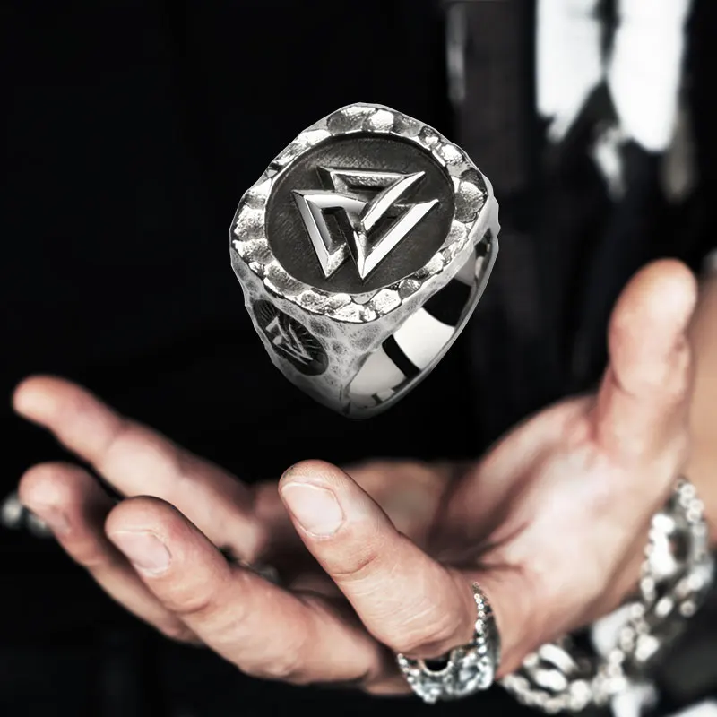 Valknut кольца викингов для мужчин Винтажное кольцо из нержавеющей стали в стиле