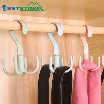 

Hook Receives The Rack Rotating Hook Clothes Dryer Bag Silk Scarves Around Four Claw Multi-functional Plastic Belt Hook