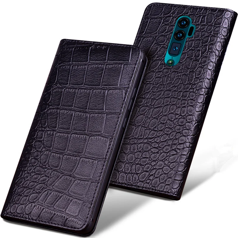 

High-end full grain genuine leather magnetic holder case for OPPO Reno 10x Zoom/OPPO Reno Z flip phone cover bag stand funda