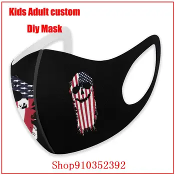 Máscara facial bonita de calavera con bandera americana rasgada, mascarillas de moda con filtro estampadas telas de algodon por metro