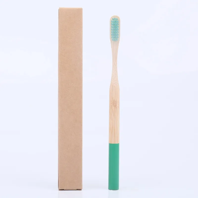 1 шт. Экологичная бамбуковая зубная щетка средней щетиной биоразлагаемая пластмассовая щетка для ухода за полостью рта для взрослых зубная щетка кисточка с бамбуковой ручкой - Цвет: Dark Green-09
