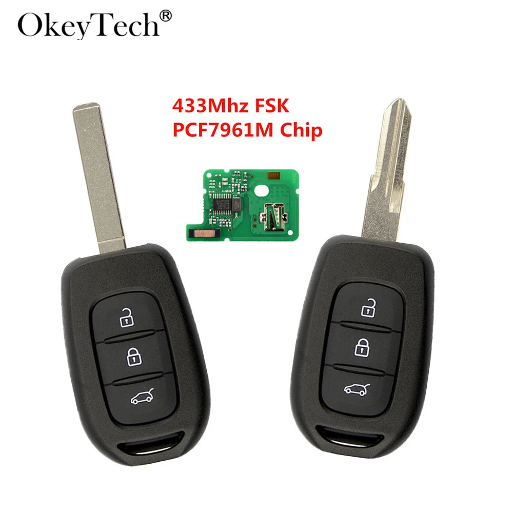 Okeytech 3 кнопки 433 МГц с PCF7961M HITAG AES 4A замена чипа дистанционный Автомобильный ключ