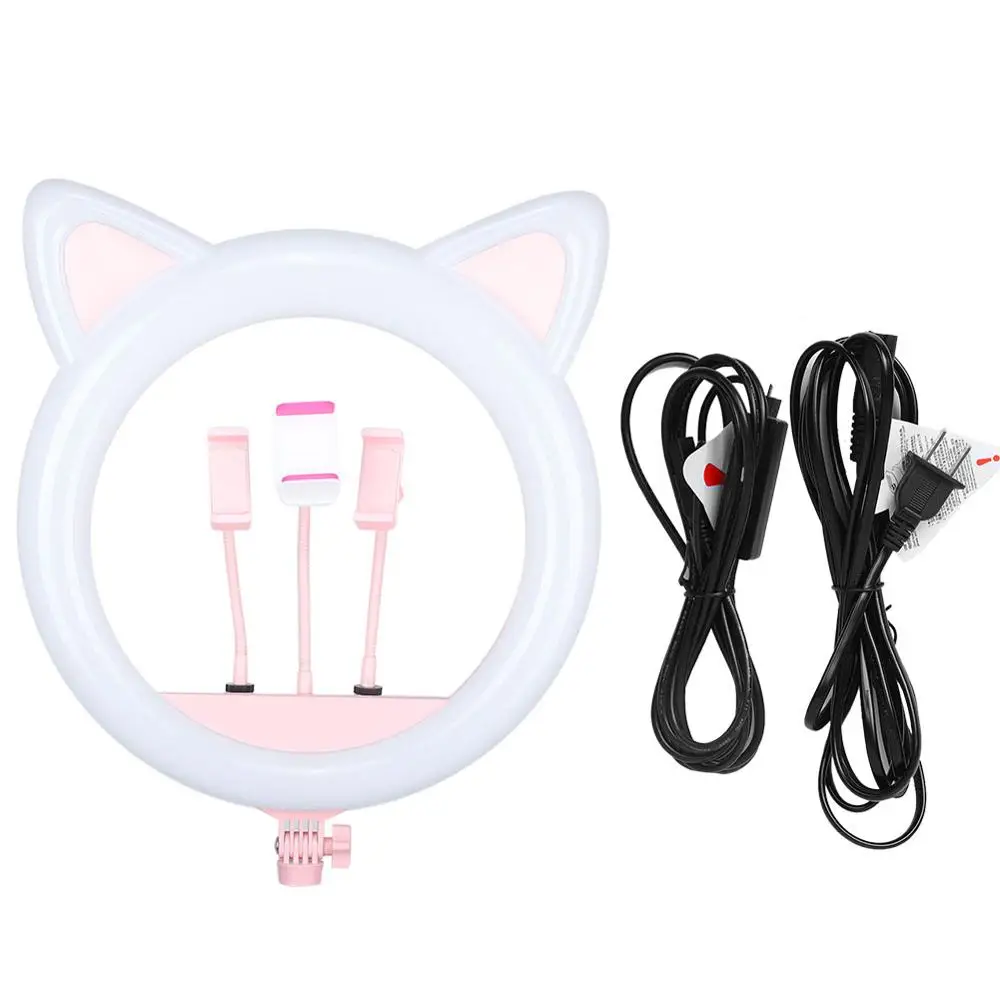 US Plug 20 дюймов светодиодный светильник-кольцо с кошачьими ушками для видеосъемки, студийный макияж, аксессуары для селфи, тату, омоложение красоты, заполняющий светильник - Цвет: US Plug