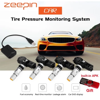 

USB Android TPMS Car Tire Pressure Monitoring System Display 4 Internal Sensors Android Navigation Tyre Pressure Alarm 0-116Psi