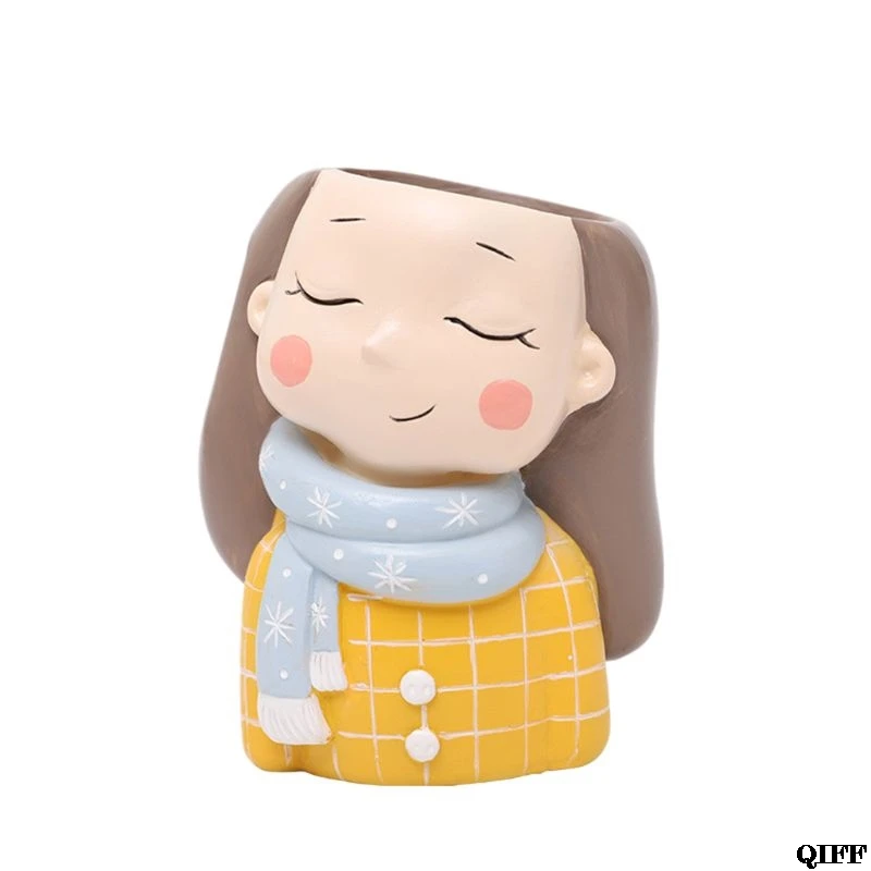 like pic Милые девушки мультфильм Рисование смолы цветочный горшок завод суккулент контейнер цветочный горшок E65B - Цвет: like pic