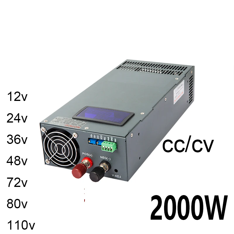

2000W Switching Power Supply 12V 24V 36V 48V 60V 80v 110V 150A 30A 40A 50A 60A 70A 100A 120A A CC/CV Adjustable 2000w Display
