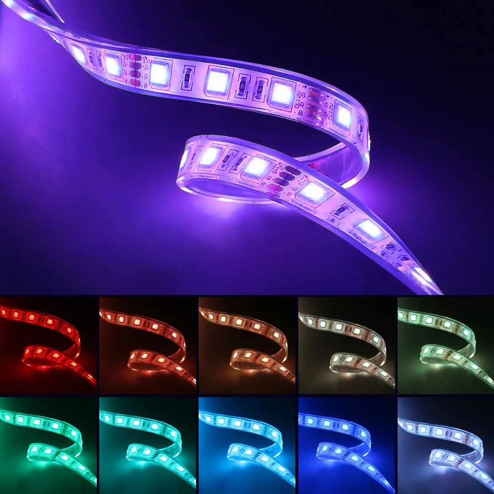 5M/lot DC12V SMD 5050 IP68 Waterproof Led Strip Light Flexible Roll Tape 60LEDs/m for Aquarium Underwater Swimming Pool kitchen outdoor Decoration