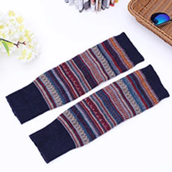 

1 Pair Fine Knitted Winter Autumn Thickened Contrast Color Knee High Women Leg Warmer Lengthen Crochet Adult Foot Coldproof Boot