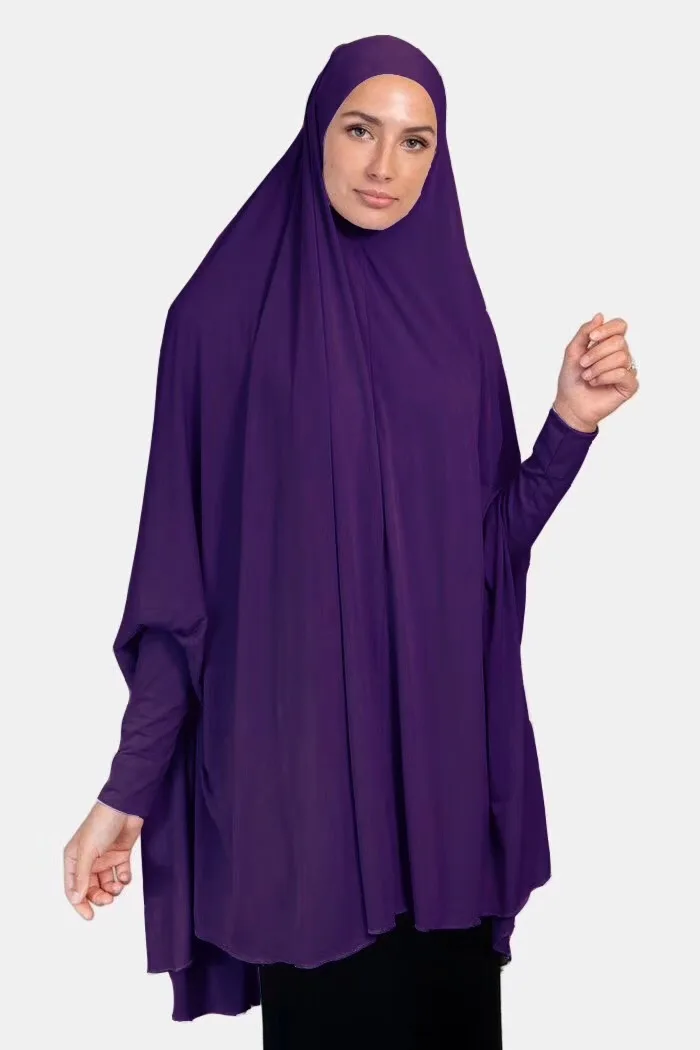 H1367 Latest Big Size Pray Hijab With Sleeve Muslim Hijab Scarf Fast