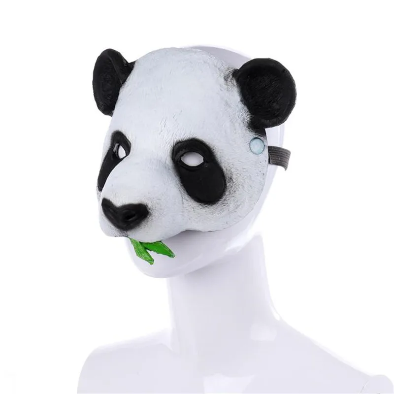 Panda Маска животного для хеллоуина Тигр Волк кролик лиса косплей аксессуары реквизит костюм для вечеринки мяч панда дракон свинья ведьма Половина лица маска - Цвет: Panda