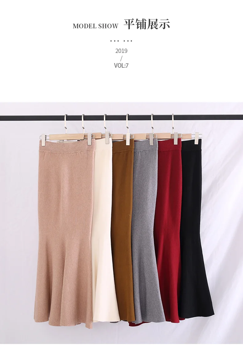 Spring and Autumn Women Maxi Skirt Cashmere Wool Casual Mid-Calf Skirts Music Festival Clothing