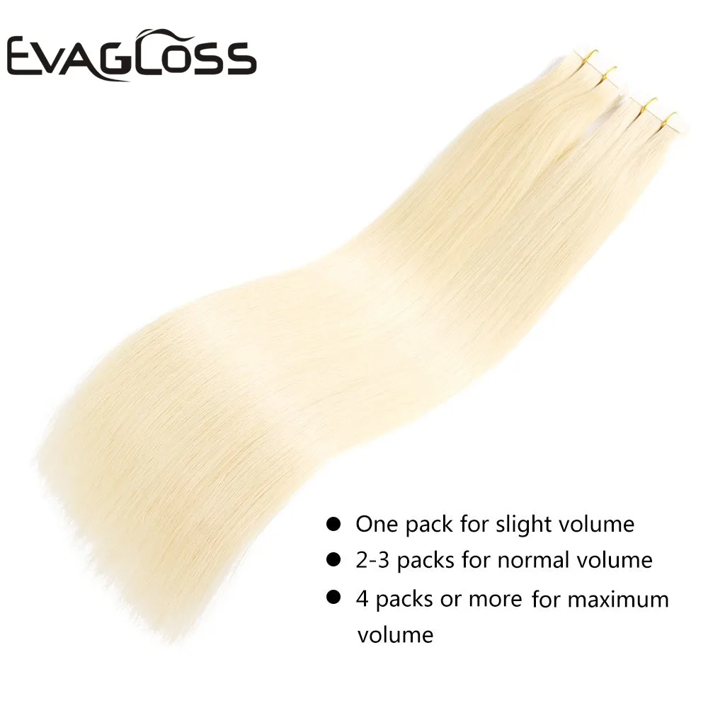 EVAGLOSS Skin Weft Machine Remy Tape in Human Hair Extension 20pcs 40pcs 80pcs Adhesive Tape in Hair Extensions 12"/16"/20"
