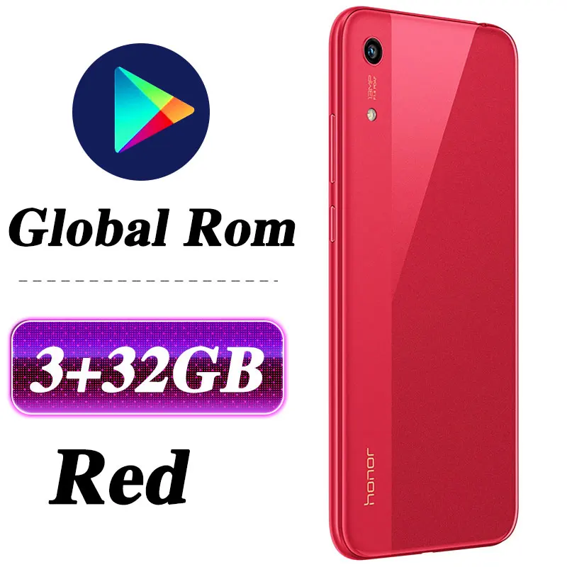 3G 32G Red Мобильный телефон HONOR 8A с глобальной прошивкой, 6,09 дюймов, 3 ГБ, 32 ГБ, Восьмиядерный процессор MTK6765, Android 9,0, 3020 мАч, разблокировка лица, 1560x720 - Цвет: 3G 32G Red