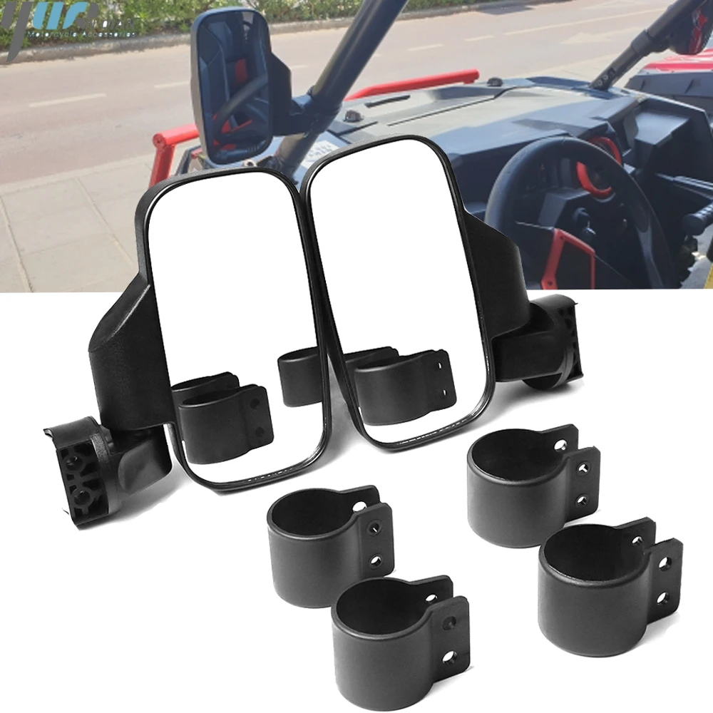 

UTV Rear View Mirrors Shockproof Side Mirror Accessories 2"/1.75" Rolling Cage for Polaris Rzr 800 900 1000 2013 2014 2015-2019