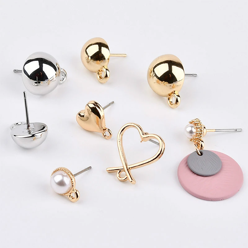 Materiales de para los oídos hechos a mano, Cruz de corazón de melocotón, perla, aretes semiredondos de plástico, accesorios para pendientes|Piezas de cierre matarial de joyería| - AliExpress