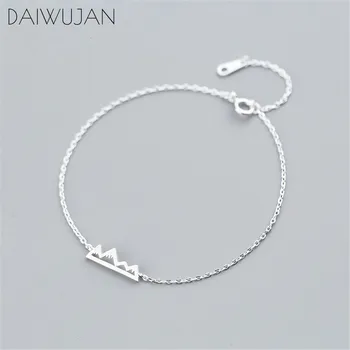 

DAIWUJAN New Minimalist Brushed Hollow Mountain Real 925 Sterling Silver Bracelets For Women Wedding Fine Jewelry Accessories