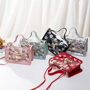 

Daisy Jelly Transparent Mini Square Bag For Women PVC Composite Crossbody Shoulder Bag Coin Purse Messenger Bag Dropship New