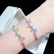 10 шт./лот высокое качество латунный браслет Pave CZ небольшой завод сорняков регулируемый браслет модные ювелирные изделия