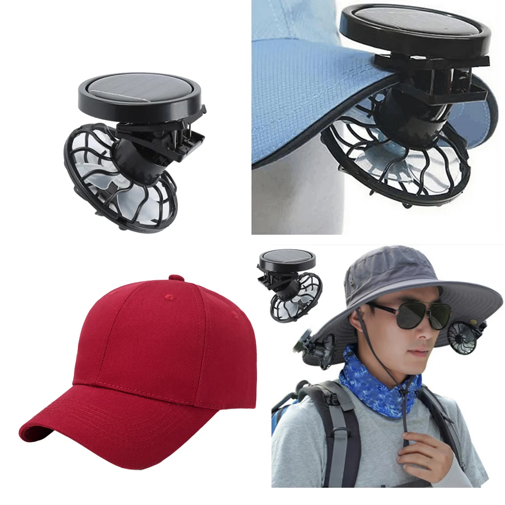 Clip-on Hat Mini Solar Powered Fan with Cap for Camping Fishing Portable B Clip-on Hat Mini Solar Powered Fan with Cap for Camping Fishing Portable B