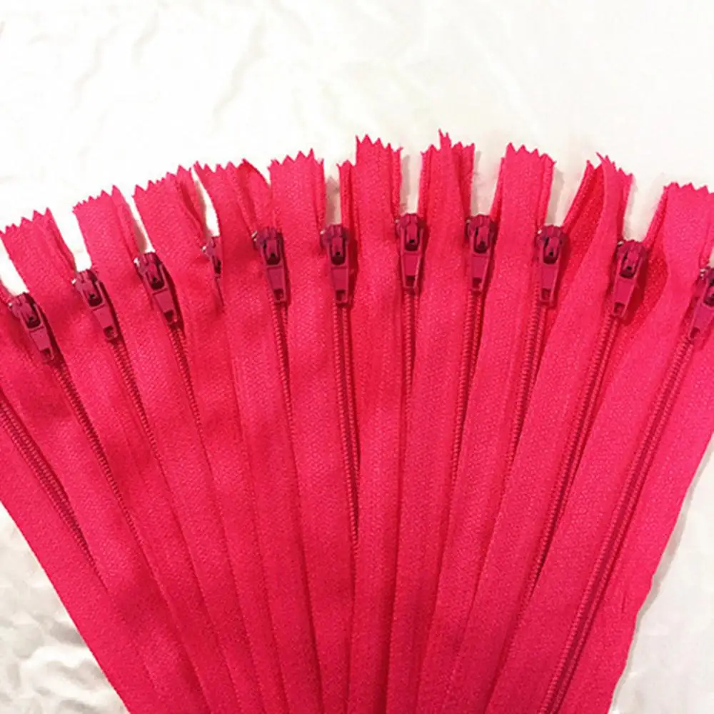Set of 10 Multi-Length Nylon Zippers in 20 Vibrant Colors for Tailoring and Sewing Crafts