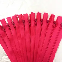 Set of 10 Multi - Length Nylon Zippers in 20 Vibrant Colors for Tailoring and Sewing Crafts (Rose Red)