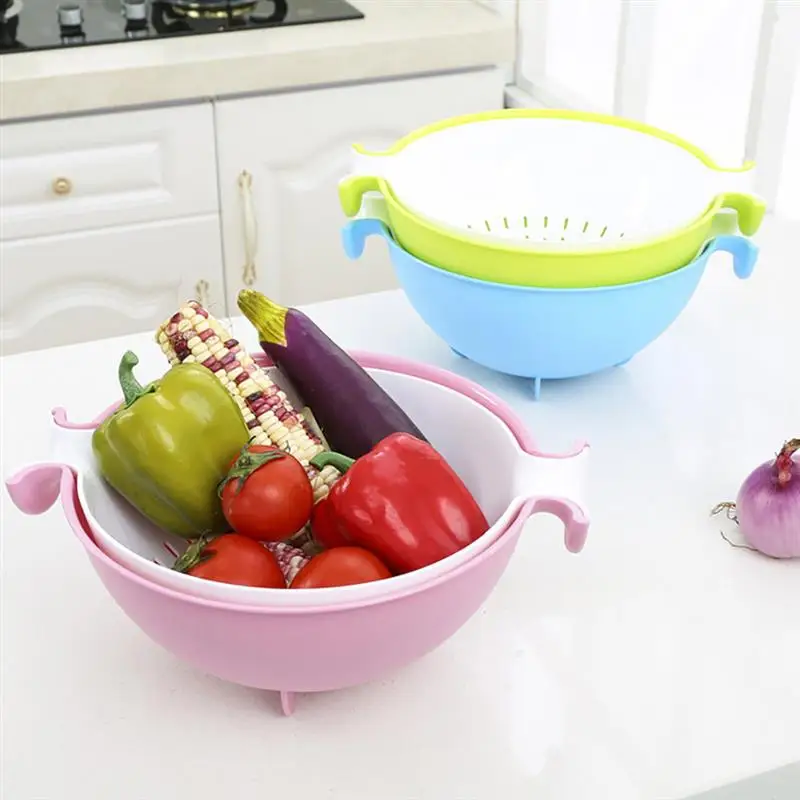 Кухонная двойная дренажная корзина, миска, пластиковая лапша, корзина для мытья овощей, портативная кухонная дуршлаг для фруктов, корзина