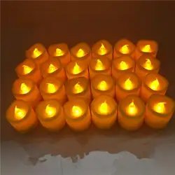 Yfashion 24 шт беспламенные электронные свечи светодиодный волнистый рот электронный желтый ночной фонарик Рождественская вечеринка