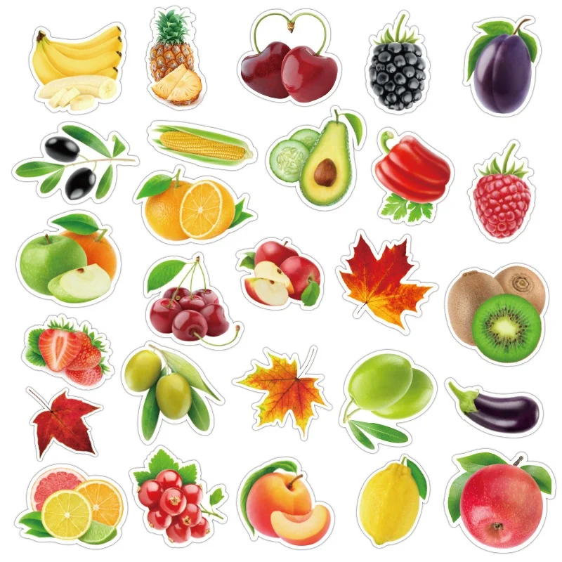

5Set =500PCS Fruit Sticker Waterproof Removable Trolley Case Notebook Scooter Motorcycle Vegetable Green Sticker